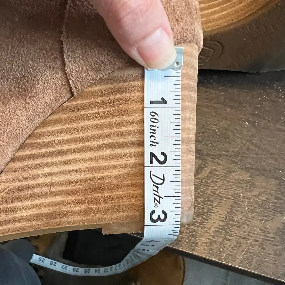 Lucky Brand Booties  LP Yaney Leather Suede Ankle Wedge Size 7.5M Camel Retro